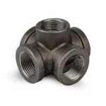 Black Malleable Iron 4 Way Tee / Joint Connectors