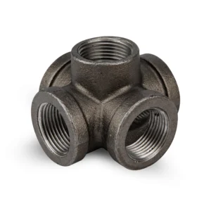Black Malleable Iron 4 Way Tee / Joint Connectors